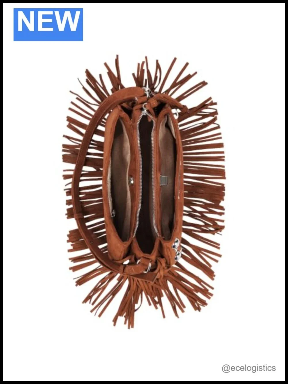 Faux Leather Fringe Hobo Bag with Studded Trim Adjustable Shoulder Purse